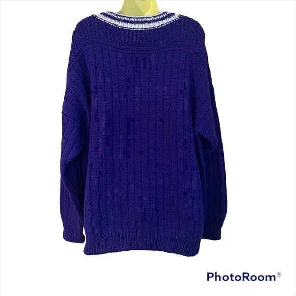 VINTAGE Ribbed Knit Chunky Icelandic Fisherman Sweater - XL - Picture 2 of 5